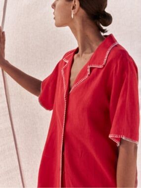 Runway Scout Red Shirt and Shorts Set with Contrast Stitching